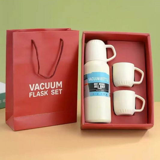 Set Termo Y Tres Tazas De Acero Inoxi